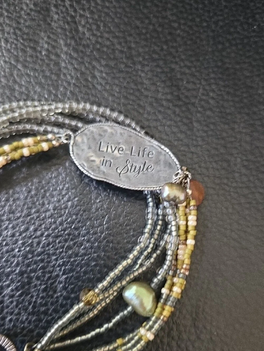 Silpada Live Life Multistrand Beaded Bracelet - Silver & Pale Yellow Accents